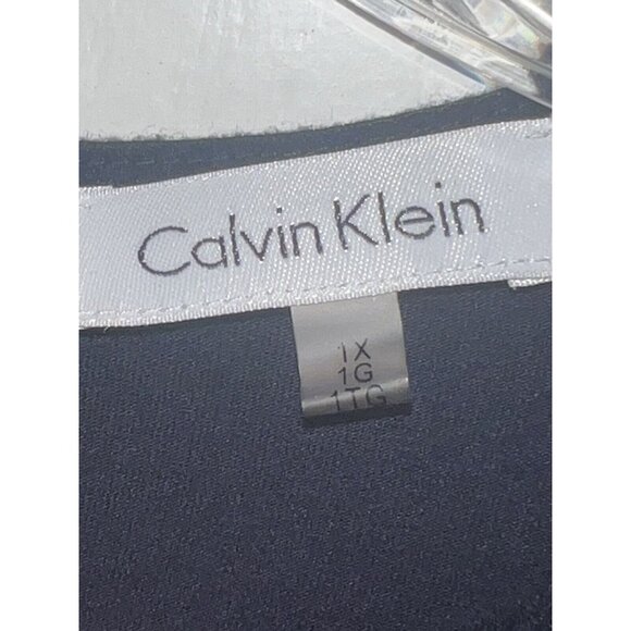 Calvin Klein Sleeveless Eyelet front Women’s Size 1X Dark Navy Blue keyhole back - Picture 2 of 8